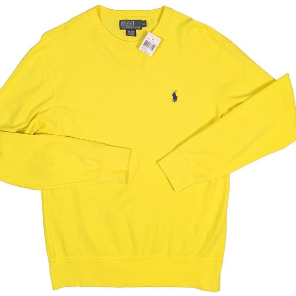 Polo Ralph Lauren Other - New Polo Ralph Lauren Sweatshirt   Sm  Bright Yellow  Blue Player  Cotton Pique